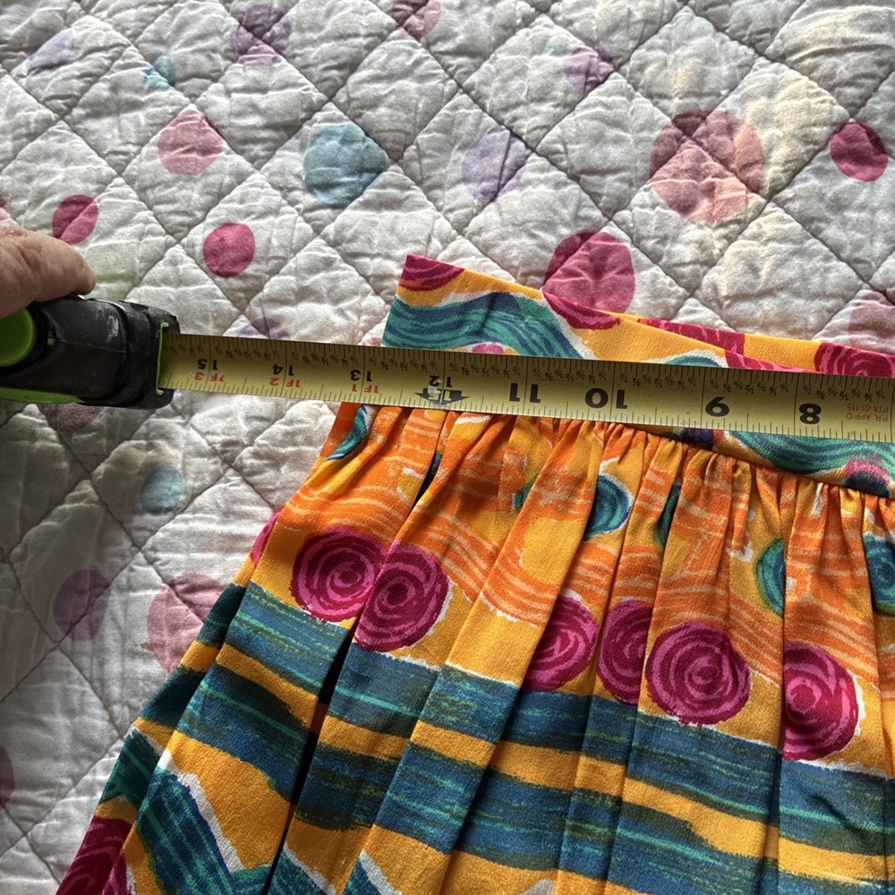 VTG Miss O By Oscar De La Renta Pleated Midi Aztec Skirt RUNS SMALL Size 6 Boho - Picture 10 of 14